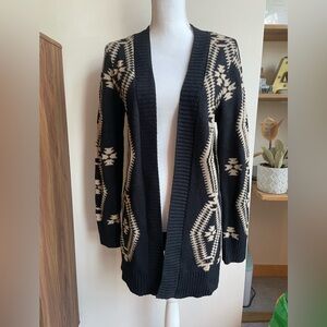 Maurices Black and Tan Geometric Cardigan